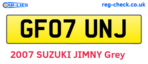 GF07UNJ are the vehicle registration plates.