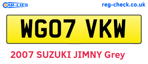 WG07VKW are the vehicle registration plates.