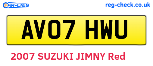 AV07HWU are the vehicle registration plates.