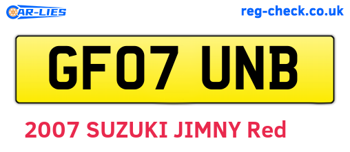 GF07UNB are the vehicle registration plates.
