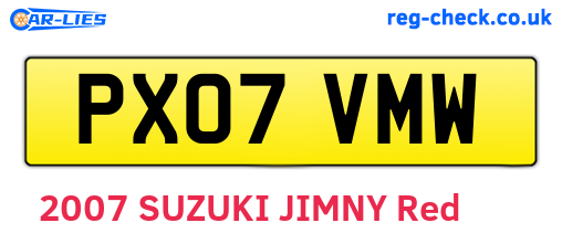 PX07VMW are the vehicle registration plates.