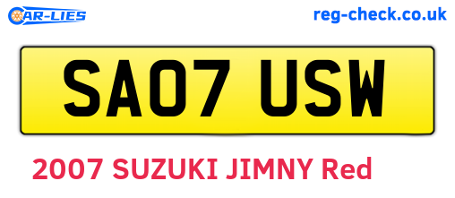 SA07USW are the vehicle registration plates.