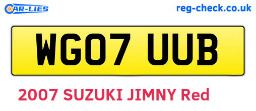 WG07UUB are the vehicle registration plates.