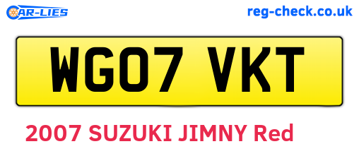 WG07VKT are the vehicle registration plates.