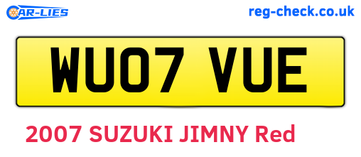 WU07VUE are the vehicle registration plates.
