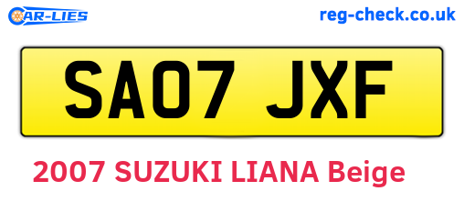 SA07JXF are the vehicle registration plates.