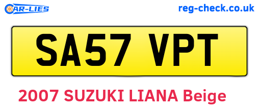 SA57VPT are the vehicle registration plates.