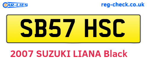 SB57HSC are the vehicle registration plates.