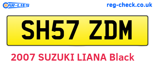 SH57ZDM are the vehicle registration plates.