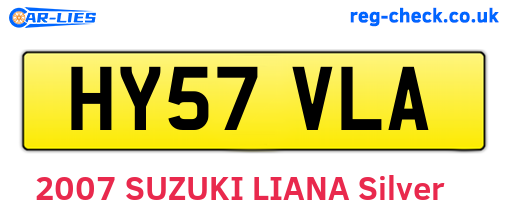 HY57VLA are the vehicle registration plates.