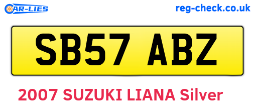 SB57ABZ are the vehicle registration plates.