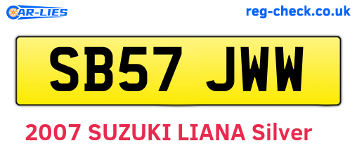 SB57JWW are the vehicle registration plates.