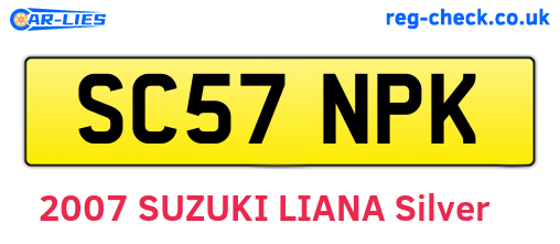 SC57NPK are the vehicle registration plates.