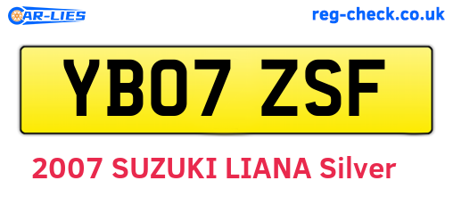 YB07ZSF are the vehicle registration plates.