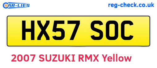 HX57SOC are the vehicle registration plates.