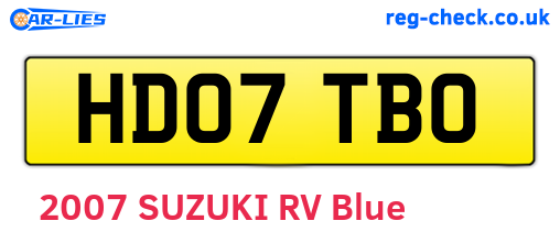 HD07TBO are the vehicle registration plates.