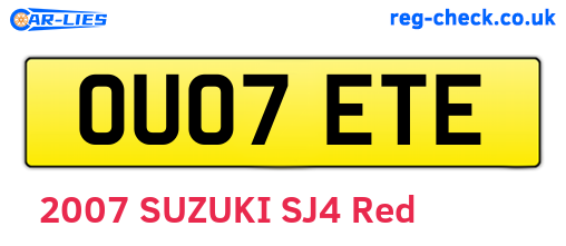 OU07ETE are the vehicle registration plates.