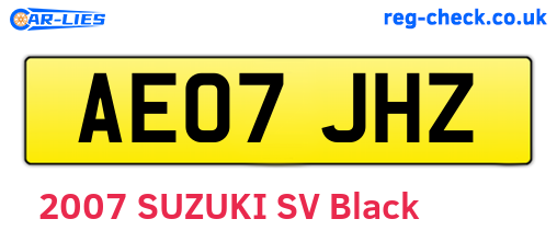 AE07JHZ are the vehicle registration plates.
