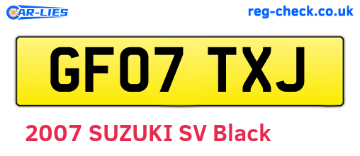 GF07TXJ are the vehicle registration plates.