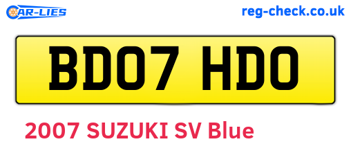 BD07HDO are the vehicle registration plates.