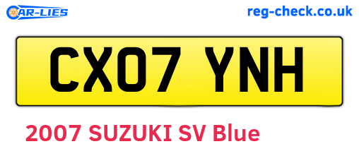 CX07YNH are the vehicle registration plates.