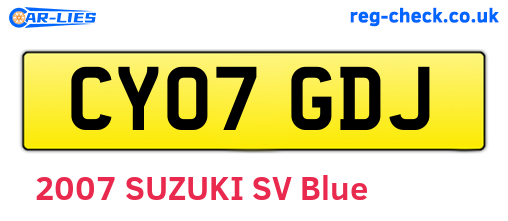 CY07GDJ are the vehicle registration plates.