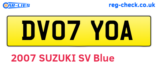 DV07YOA are the vehicle registration plates.