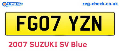 FG07YZN are the vehicle registration plates.