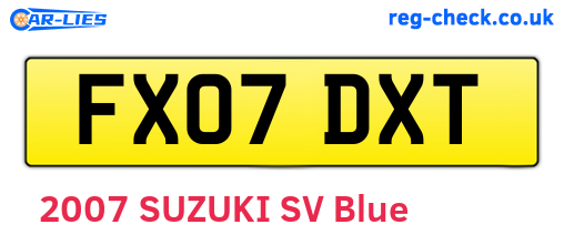 FX07DXT are the vehicle registration plates.