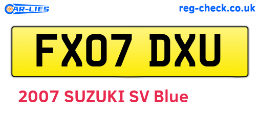 FX07DXU are the vehicle registration plates.