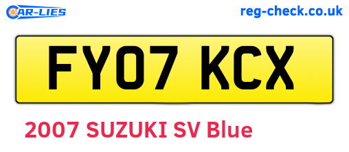 FY07KCX are the vehicle registration plates.