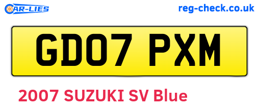 GD07PXM are the vehicle registration plates.