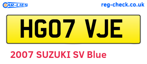 HG07VJE are the vehicle registration plates.