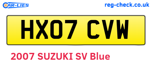 HX07CVW are the vehicle registration plates.