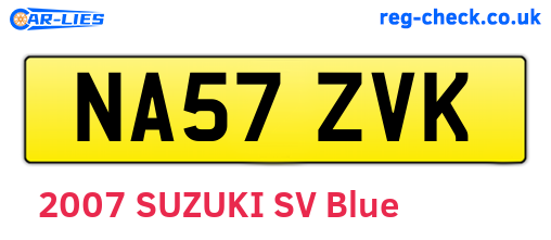 NA57ZVK are the vehicle registration plates.