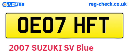 OE07HFT are the vehicle registration plates.