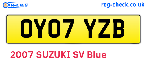 OY07YZB are the vehicle registration plates.