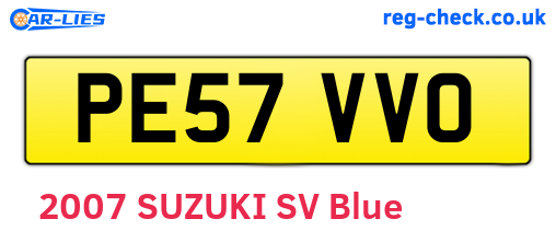 PE57VVO are the vehicle registration plates.