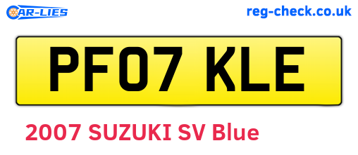 PF07KLE are the vehicle registration plates.