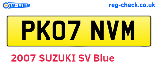 PK07NVM are the vehicle registration plates.