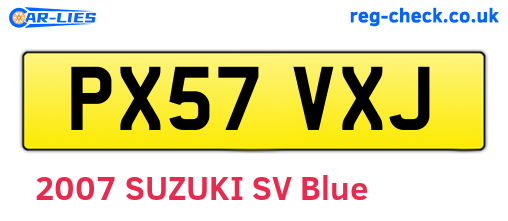 PX57VXJ are the vehicle registration plates.