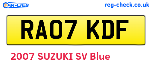 RA07KDF are the vehicle registration plates.