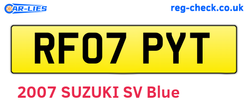 RF07PYT are the vehicle registration plates.
