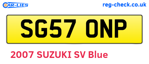 SG57ONP are the vehicle registration plates.