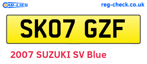 SK07GZF are the vehicle registration plates.