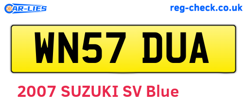 WN57DUA are the vehicle registration plates.