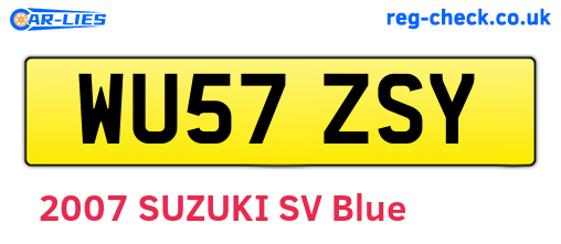 WU57ZSY are the vehicle registration plates.