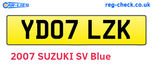 YD07LZK are the vehicle registration plates.