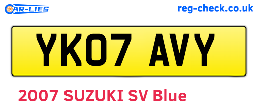 YK07AVY are the vehicle registration plates.