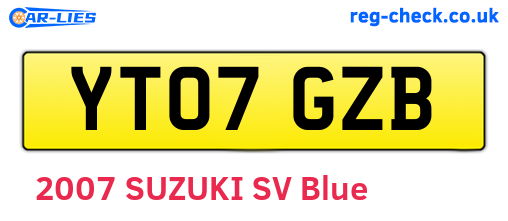 YT07GZB are the vehicle registration plates.